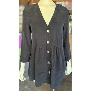 zara oversized button down baby doll tunic top Mother of Pearl Style Button Sz S